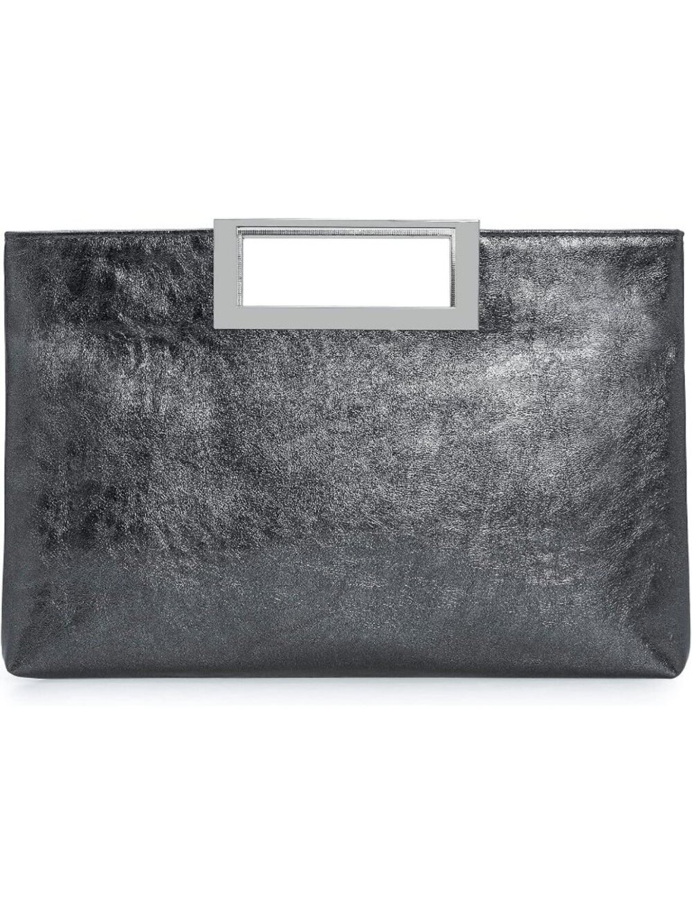 Women's Pewter PU leather Evening Clutch Handbag Stylish Convertible Purse